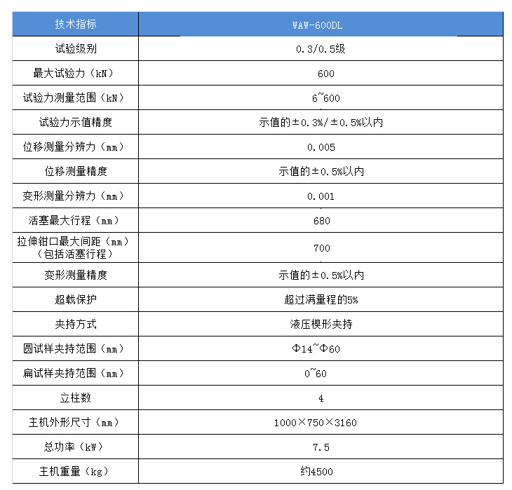 600kN单空间液压拉力试验机